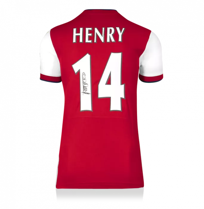 Thierry Henry Back Signed Modern Arsenal Home Shirt In Deluxe Packaging