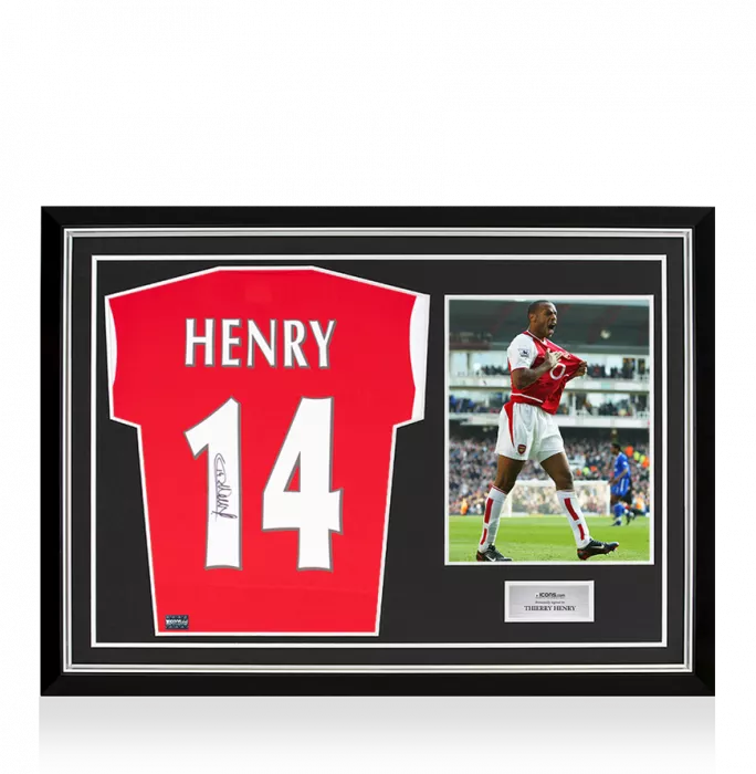 Thierry Henry Back Signed Modern Arsenal Home Shirt In Hero Frame: Option 1