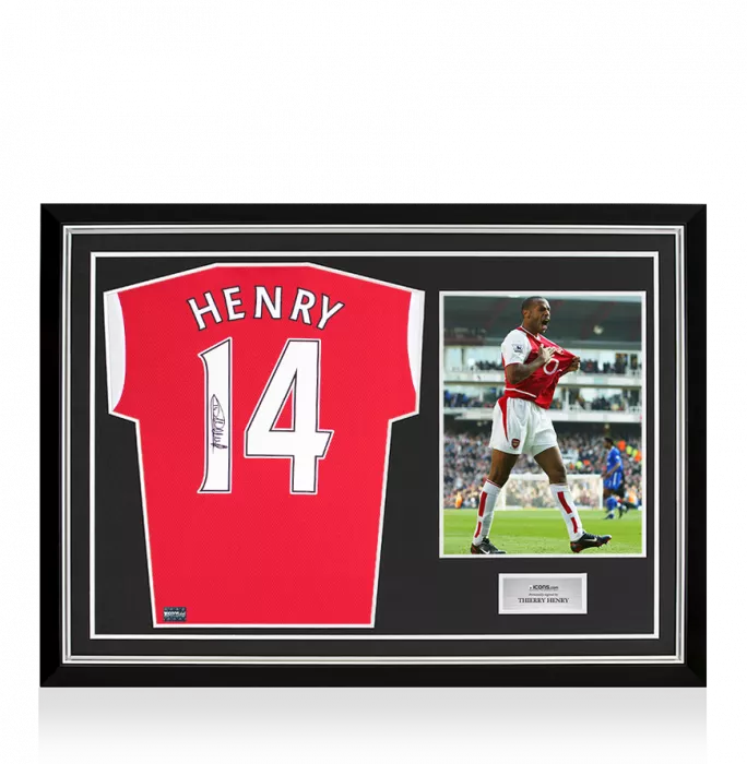Thierry Henry Back Signed Modern Arsenal Home Shirt In Hero Frame: Option 1