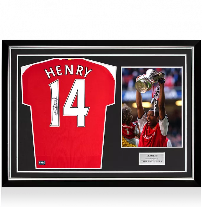 Thierry Henry Back Signed Modern Arsenal Home Shirt In Hero Frame: Option 2