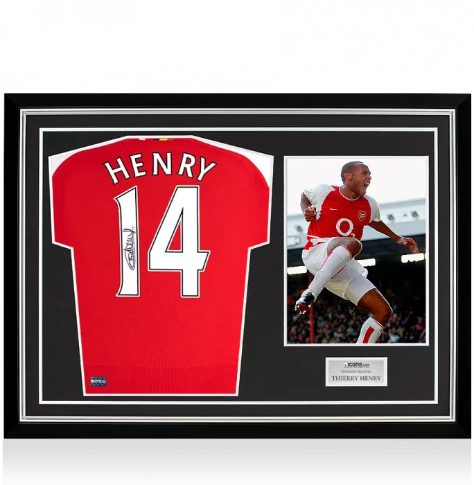 Thierry Henry Back Signed Modern Arsenal Home Shirt In Hero Frame: Option 1