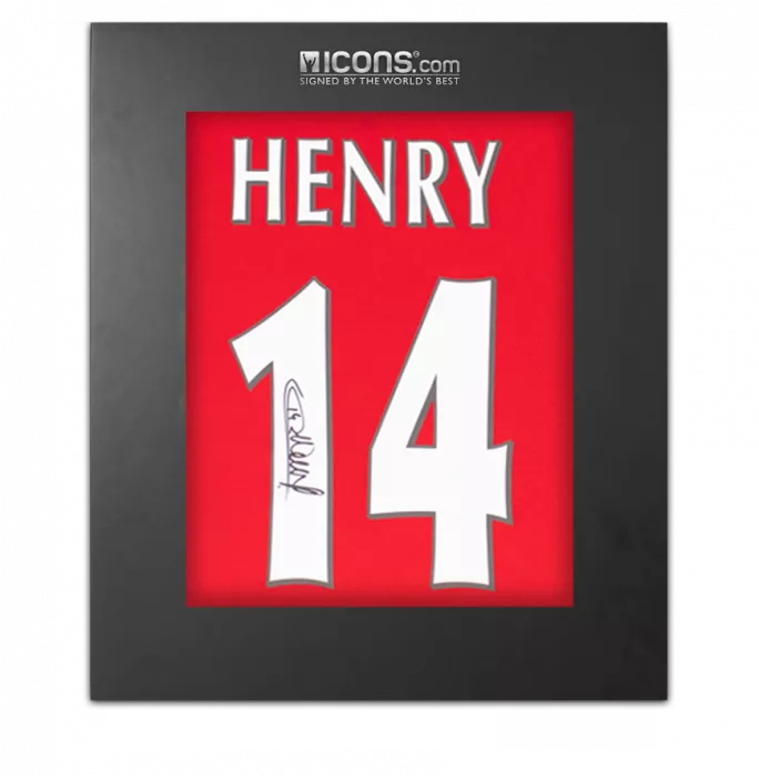 Thierry Henry Back Signed Modern Arsenal Home Shirt In Deluxe Packaging