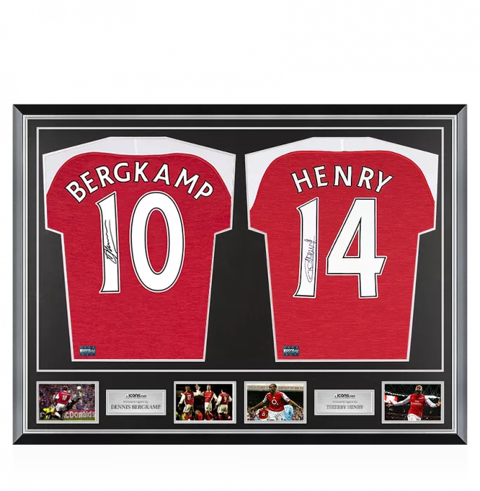 Thierry Henry & Dennis Bergkamp Signed Arsenal Shirts In Classic Dual Frame