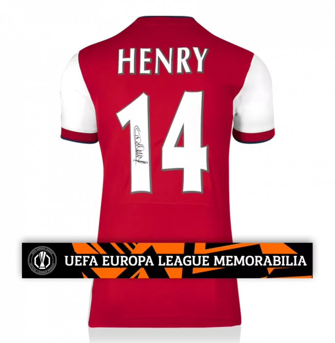 Thierry Henry Official UEFA Europa League Back Signed Modern Arsenal Home Shirt