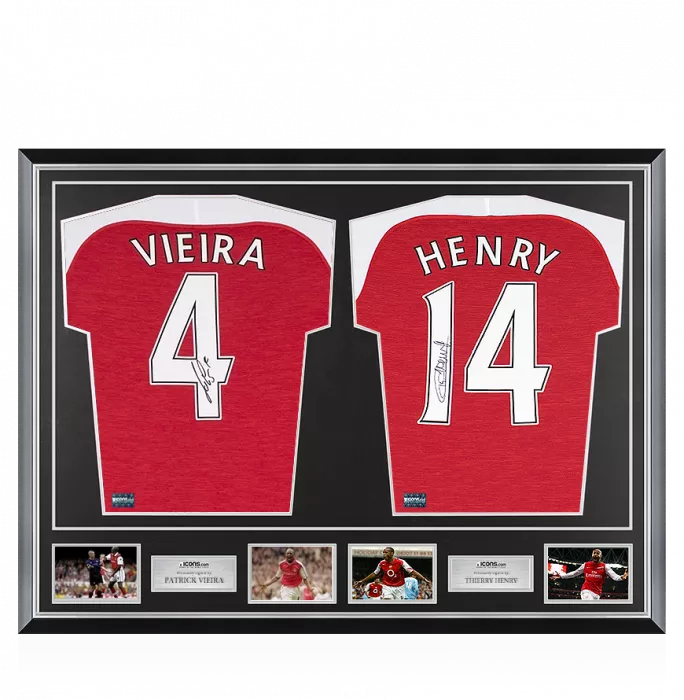 Thierry Henry & Patrick Vieira Signed Arsenal Shirts In Classic Dual Frame