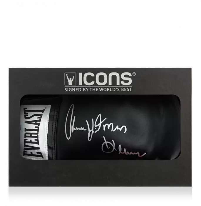 Thomas Hearns Signed Everlast Black Boxing Glove In Deluxe Packaging: "Hitman" Inscription
