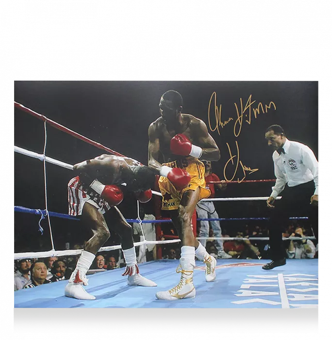 Thomas 'Hitman' Hearns Signed Photo In Black Wooden Frame