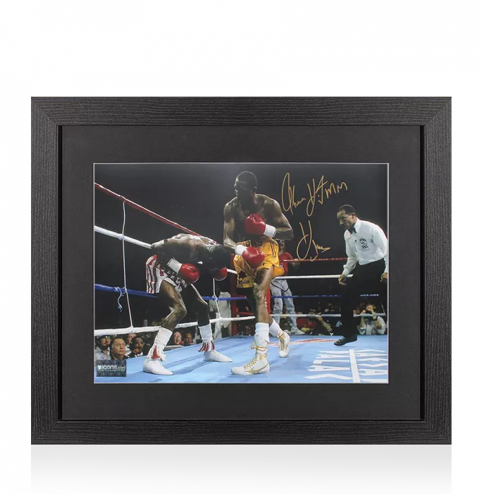 Thomas 'Hitman' Hearns Signed Photo In Black Wooden Frame