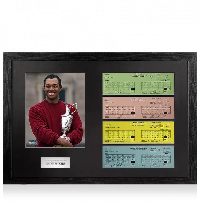 Tiger Woods 2000 St Andrews Open Scorecards In Champion Golfer Of The Year Frame