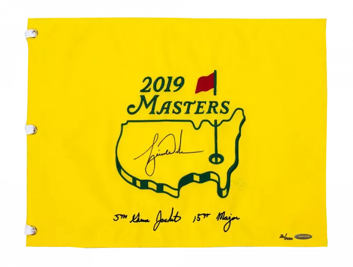 Tiger Woods Signed 2019 Masters Pin Flag - 5th Green Jacket & 15th Major Embroidered