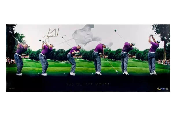 Tiger Woods Signed Montage Print: Art of The Swing Panoramic