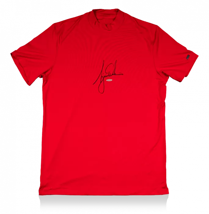 Tiger Woods Signed Red Nike Vapor Golf Turtleneck Shirt