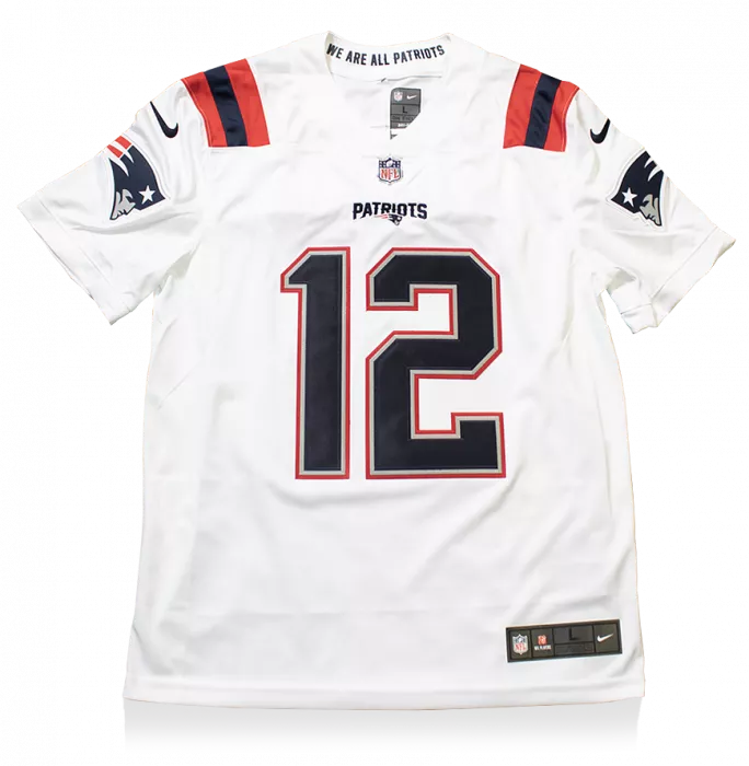 Tom Brady Back Signed White New England Patriots Road Jersey