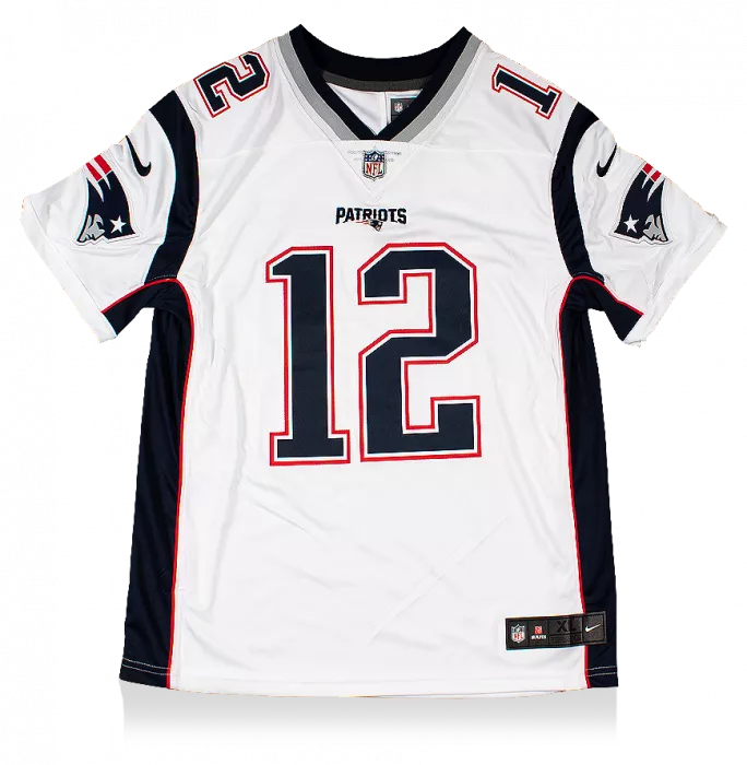 Tom Brady Back Signed White New England Patriots Road Jersey