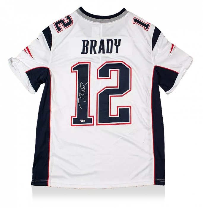 Tom Brady Back Signed White New England Patriots Road Jersey