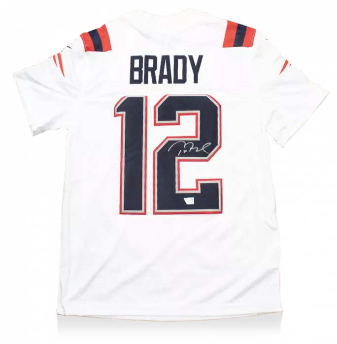 Tom Brady Back Signed White New England Patriots Road Jersey