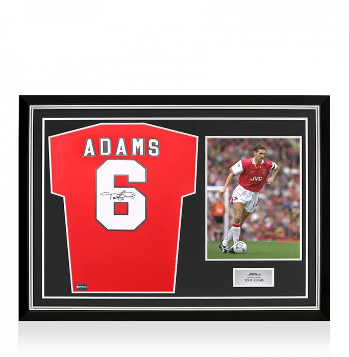 Tony Adams Back Signed Arsenal 1982 Home Shirt In Hero Frame: Option 1