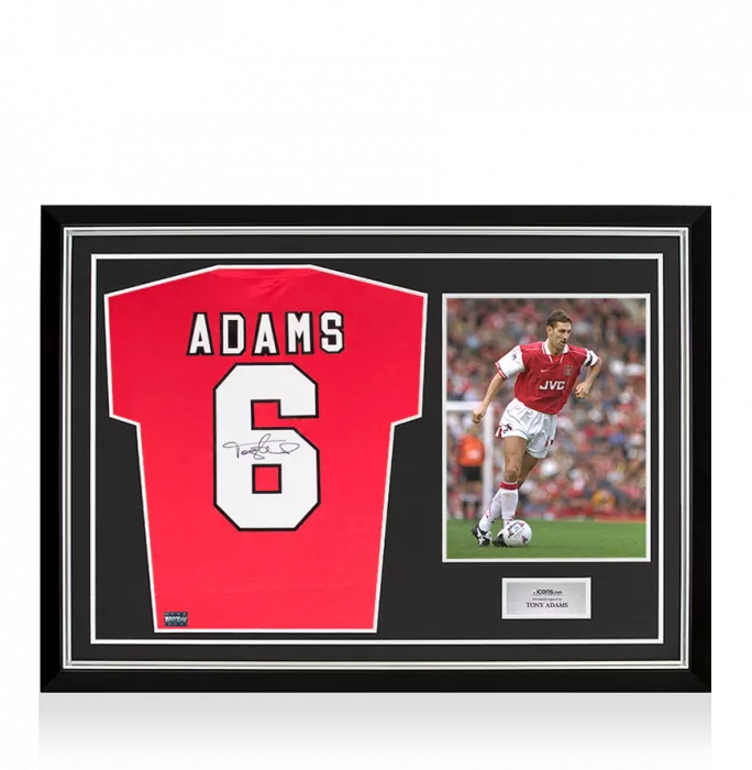Tony Adams Back Signed Arsenal Home Shirt In Hero Frame: Option 1