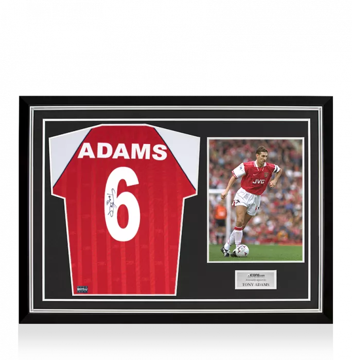 Tony Adams Back Signed Retro Arsenal Home Shirt Home Shirt In Hero Frame: Option 1