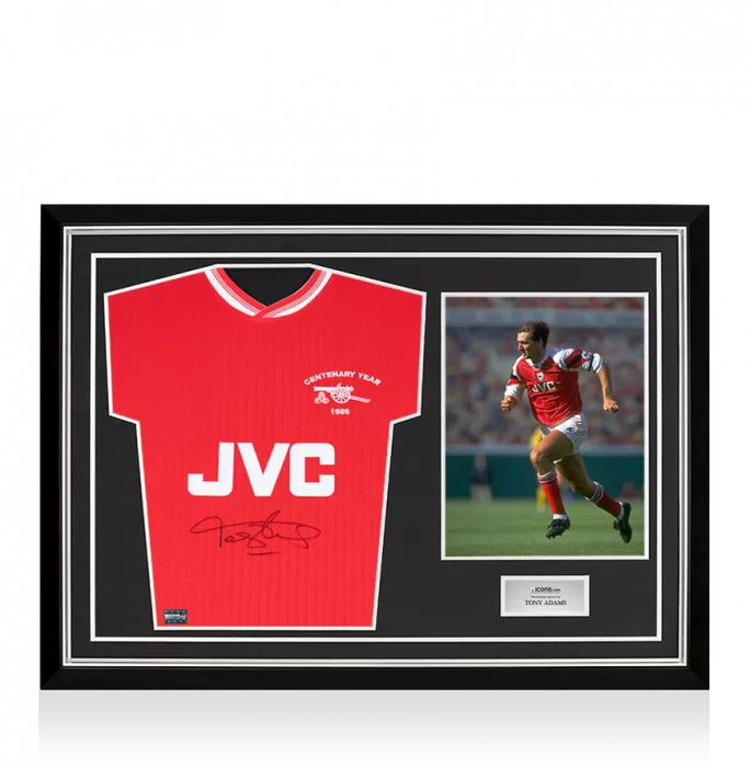 Tony Adams Front Signed Arsenal 1985-86 Home Shirt In Hero Frame: Option 1