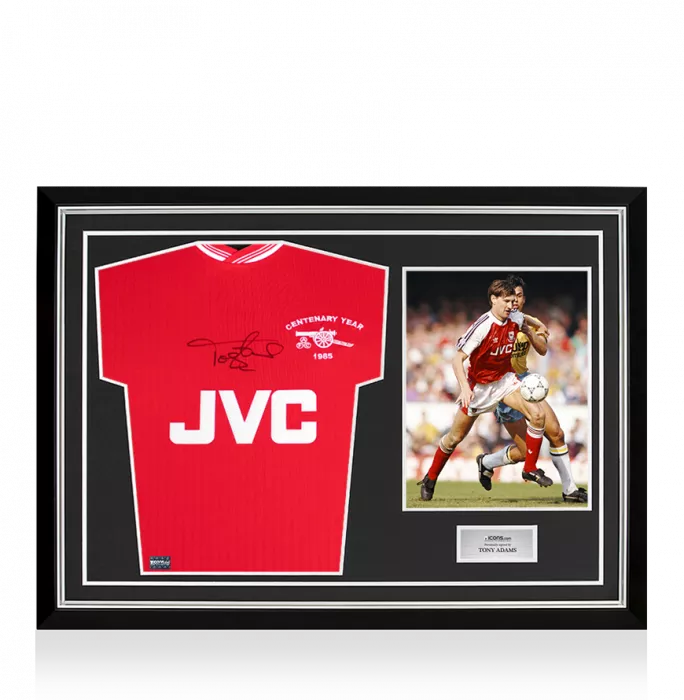 Tony Adams Front Signed Arsenal Centenary 1985 Shirt In Hero Frame: Option 1