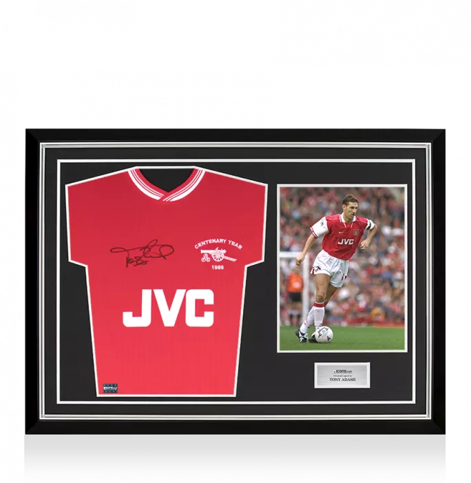 Tony Adams Front Signed Arsenal Home Shirt In Hero Frame: Option 1