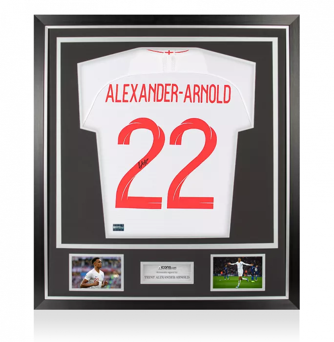 Trent Alexander-Arnold Back Signed England 2018-19 Home Shirt With Fan Style Numbers In Classic Frame