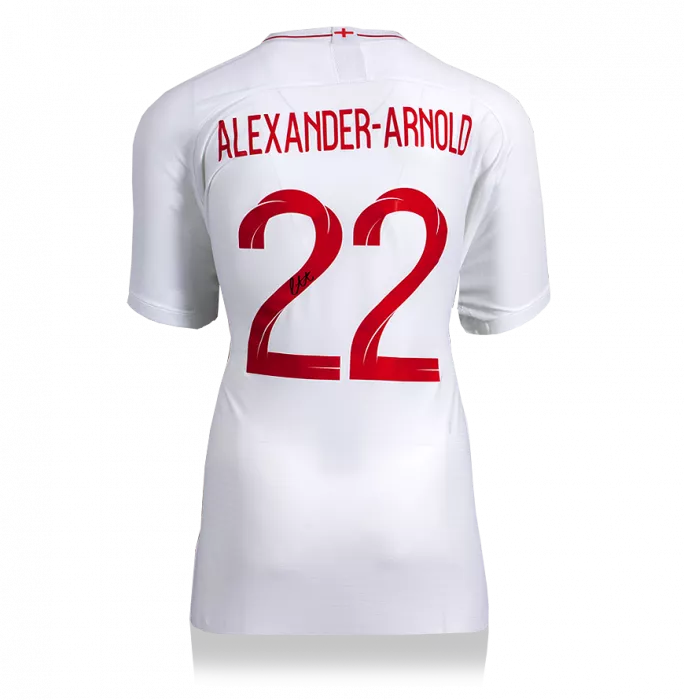 Trent Alexander-Arnold Back Signed England 2018-19 Home Shirt With Fan Style Numbers