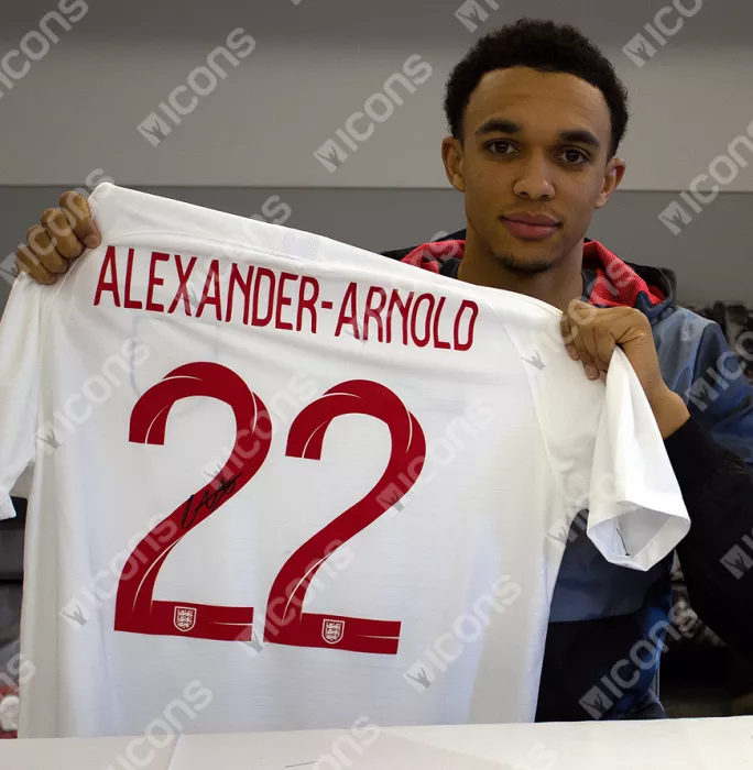 Trent Alexander-Arnold Back Signed England 2018-19 Home Shirt In Classic Frame