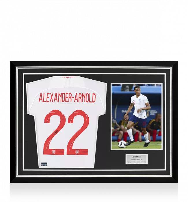 Trent Alexander-Arnold Back Signed England 2018-19 Home Shirt Home Shirt In Hero Frame: Option 1
