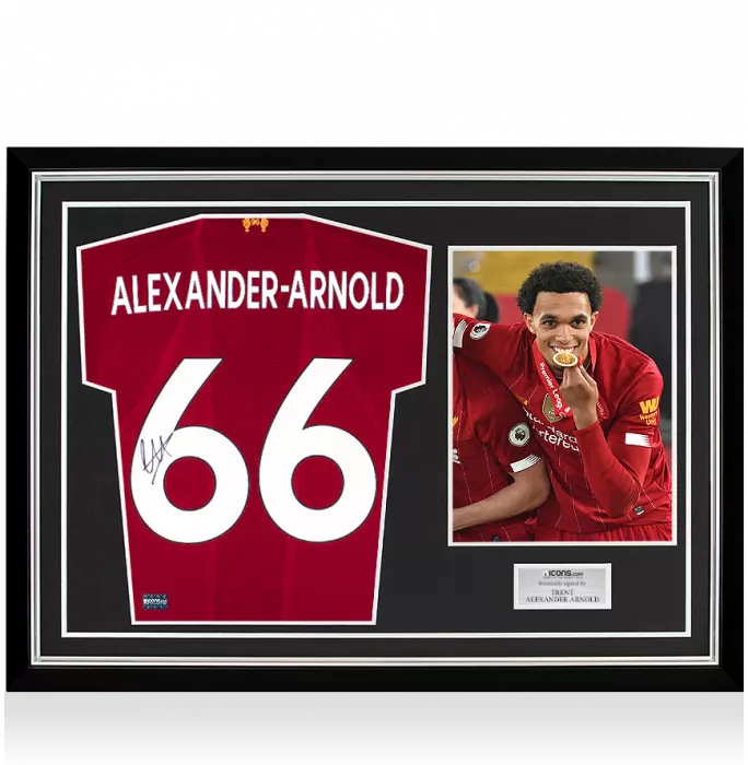 Trent Alexander-Arnold Back Signed Liverpool 2019-20 Home Shirt With Fan Style Numbers In Hero Frame: Option 1
