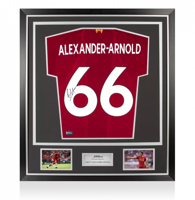 Trent Alexander-Arnold Back Signed Liverpool 2019-20 Home Shirt With Fan Style Numbers In Classic Frame