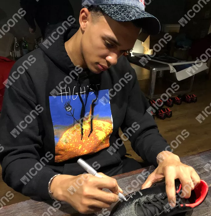 Trent Alexander-Arnold Signed Black And Red Under Armour Boot In Bubble Frame: Option 1