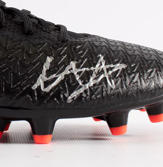 Trent Alexander-Arnold Signed Black And Red Under Armour Boot In Acrylic Case