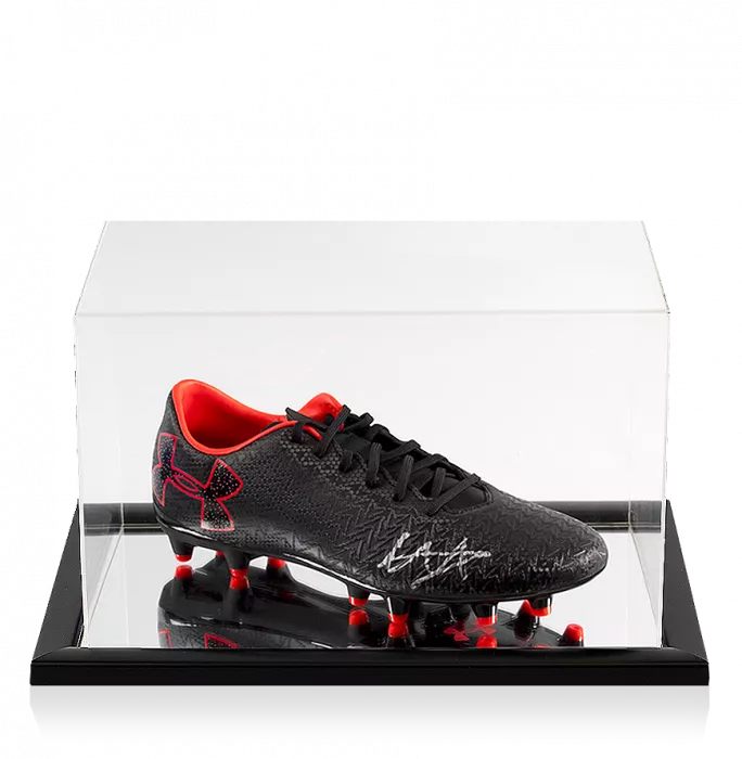 Trent Alexander-Arnold Signed Black and Red Under Armour Boot In Acrylic Case