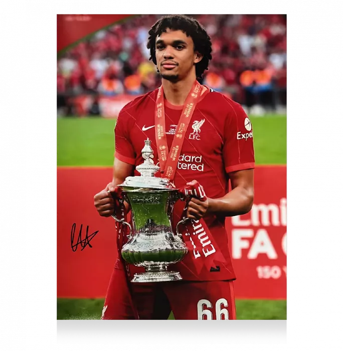Trent Alexander-Arnold Signed Liverpool Photo In Black Wooden Frame: FA Cup Winner