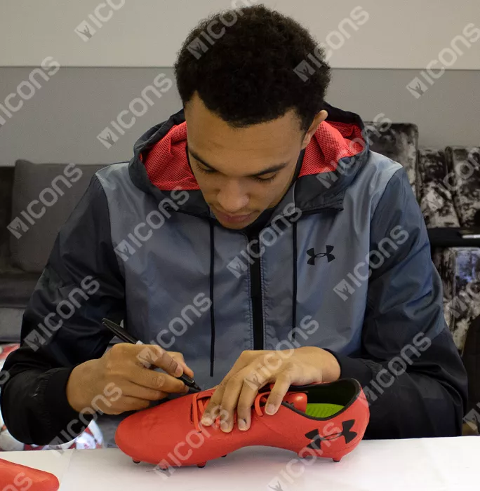 Trent Alexander-Arnold Signed Red Under Armour Boot In Acrylic Case