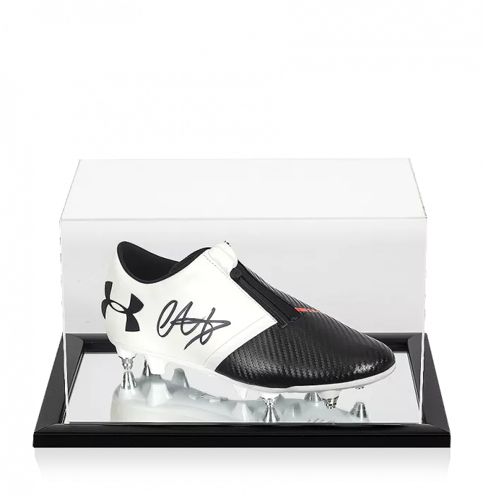 Trent Alexander-Arnold Signed White and Black Under Armour Boot In Acrylic Case