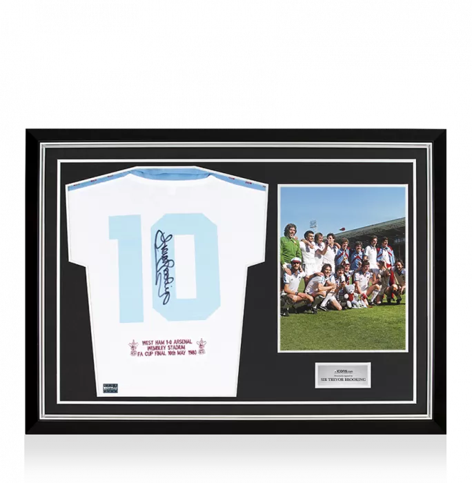 Trevor Brooking Back Signed West Ham 1980-81 Home Shirt In Hero Frame: Option 1