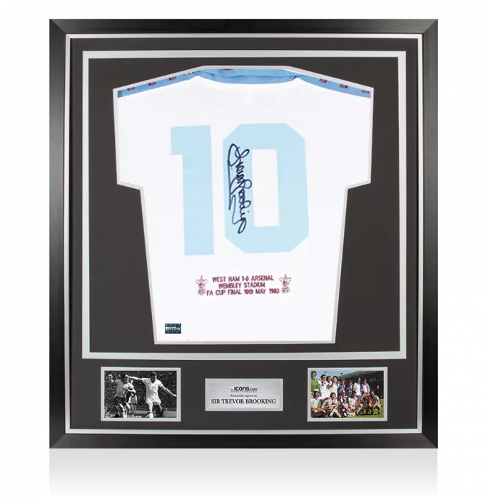 Trevor Brooking Back Signed West Ham 1980-81 Home Shirt In Classic Frame