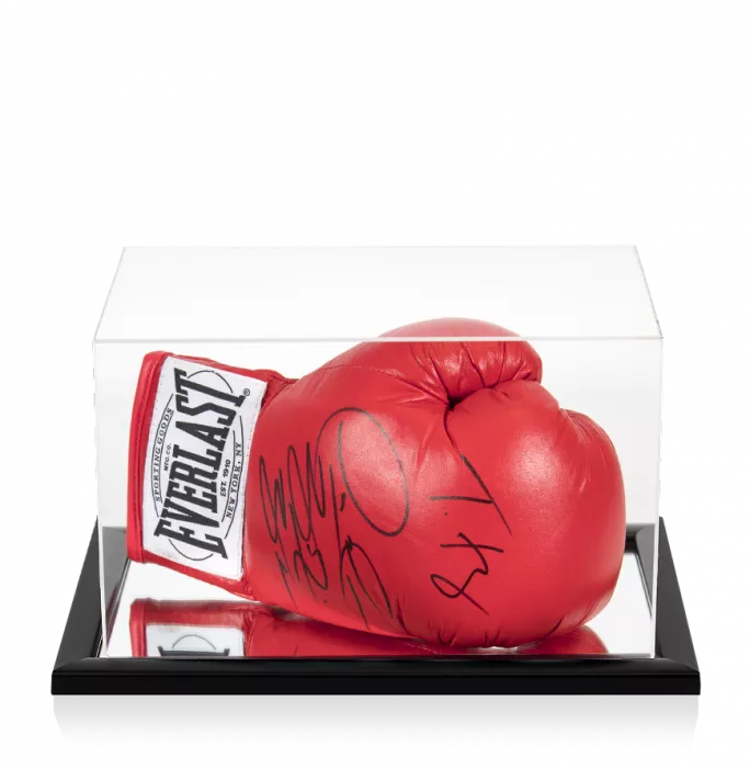 Tyson Fury & Deontay Wilder Signed Red Everlast Boxing Glove In Acrylic Case