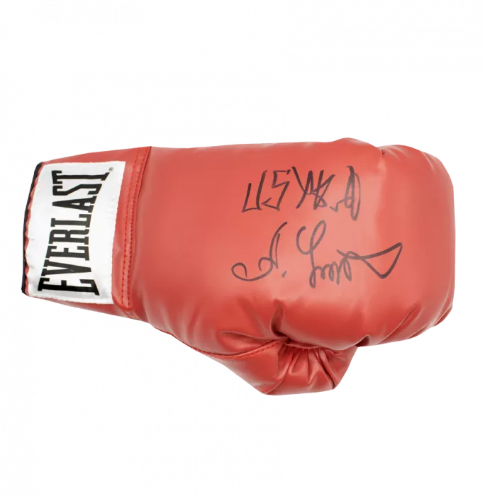Tyson Fury & Oleksandr Usyk Signed Everlast Red Full Size Boxing Gloves In Bubble Frame: Option 1