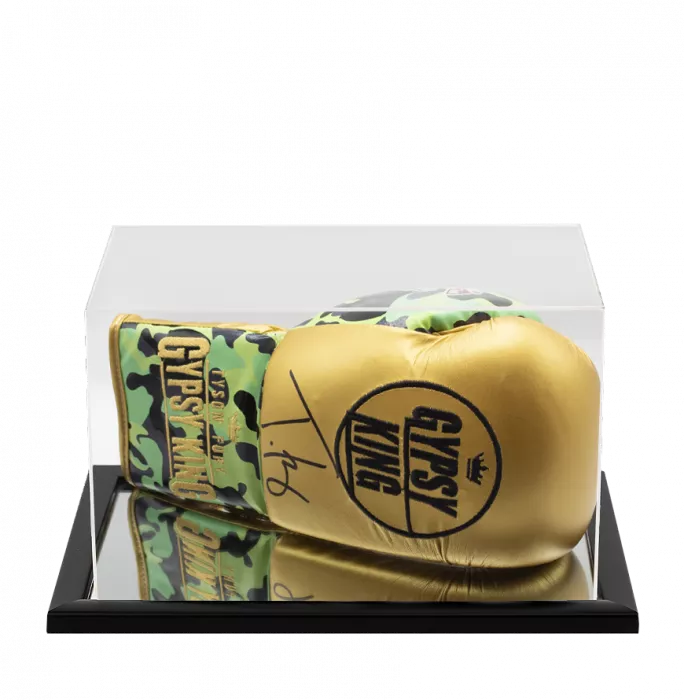 Tyson Fury Signed Boxing Glove - Gold/Camo Gypsy King In Acrylic Case