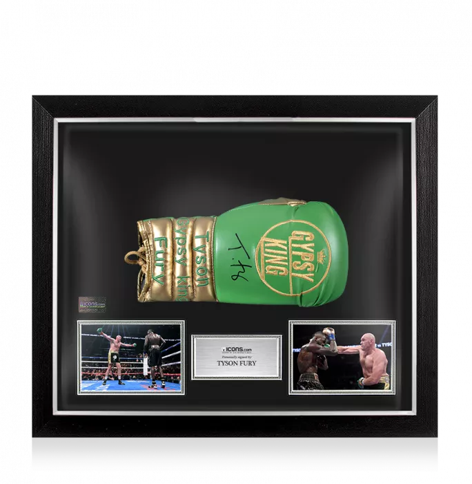 Tyson Fury Signed Boxing Glove In Bubble Frame: Option 1 - Green & Gold Gypsy King
