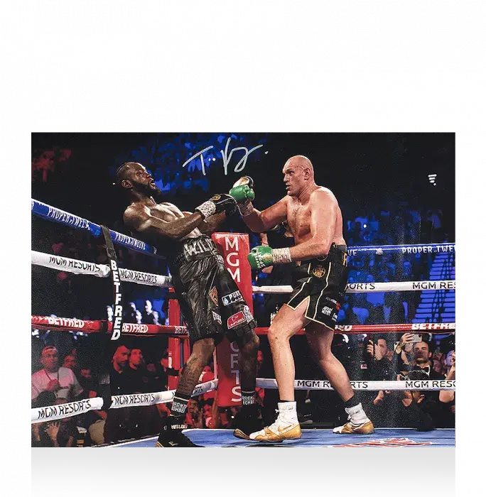 Tyson Fury Signed Boxing Photo: Wilder On The Ropes