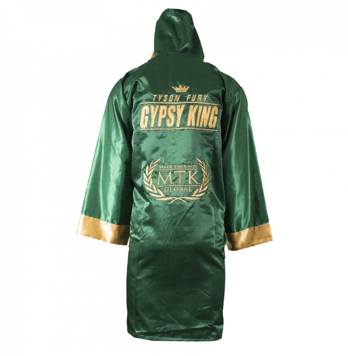 Tyson Fury Signed Boxing Robe - Gypsy King Green/Gold