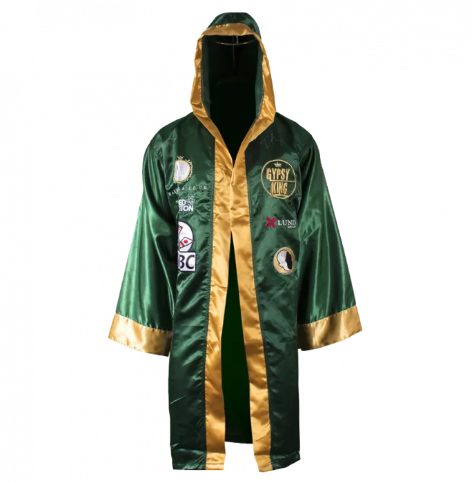 Tyson Fury Signed Boxing Robe - Gypsy King Green/Gold