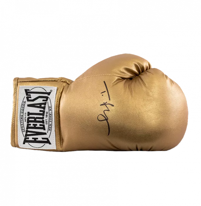 Tyson Fury Signed Gold Everlast Boxing Glove In Acrylic Case