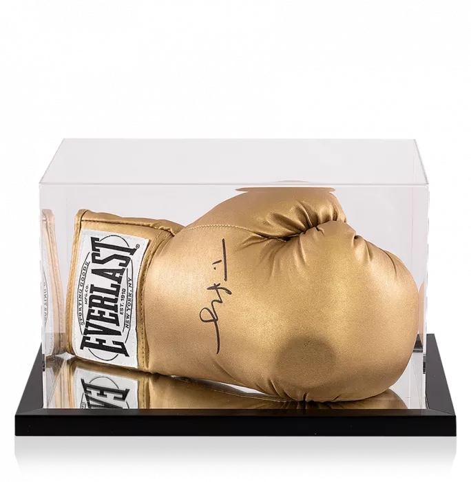 Tyson Fury Signed Gold Everlast Boxing Glove In Acrylic Case