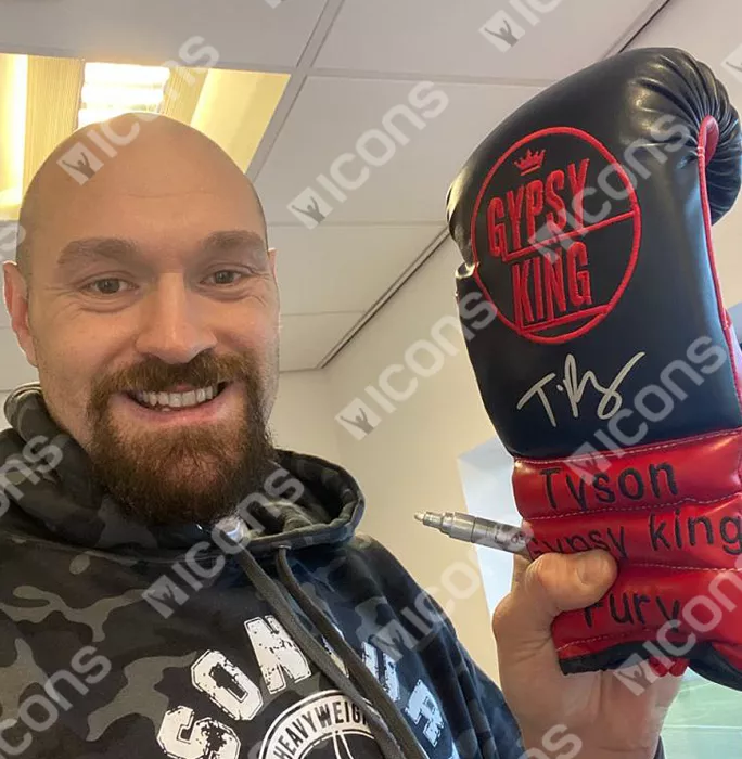 Tyson Fury Signed Red And Black Gypsy King Boxing Glove In Bubble Frame: Option 1